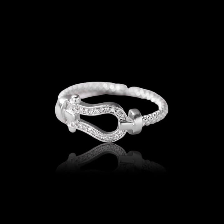 Diamond Horseshoe Twist 925 Sterling Silver Ring 03 | RoyalLuster.com