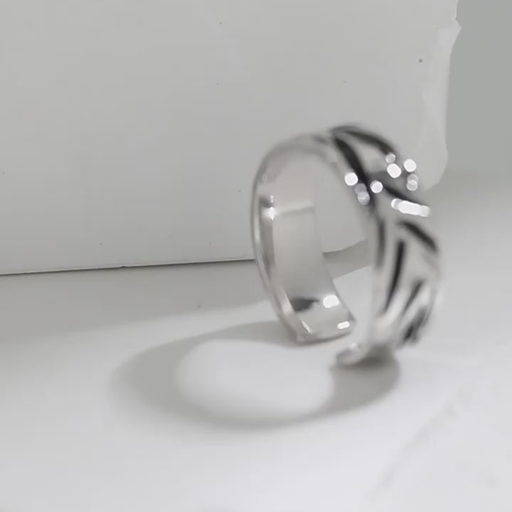 Simple Black Drip Glaze 925 Sterling Silver Ring 05 | RoyalLuster.com