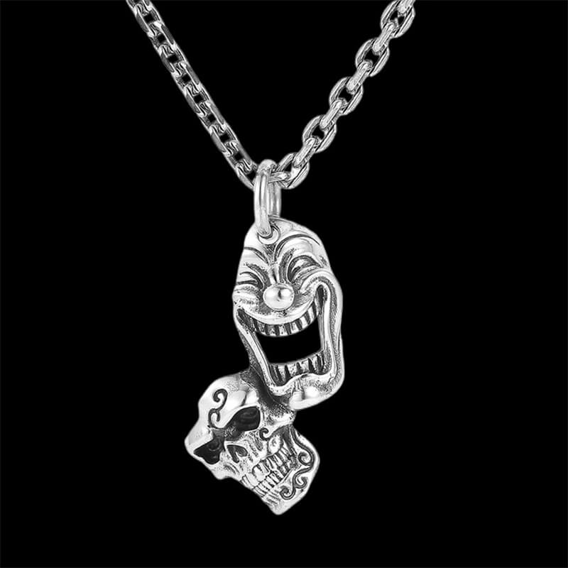 Punk Clown Mask Skull 925 Sterling Silver Pendant 01 | RoyalLuster.com