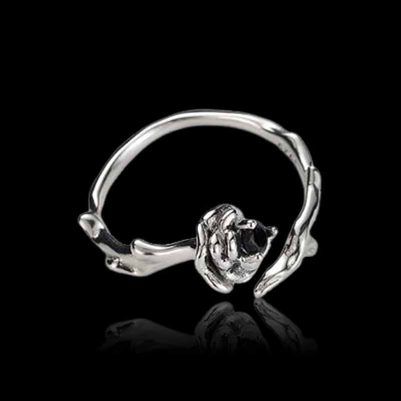 Simple Rose 925 Sterling Silver Open Ring 03 | RoyalLuster.com