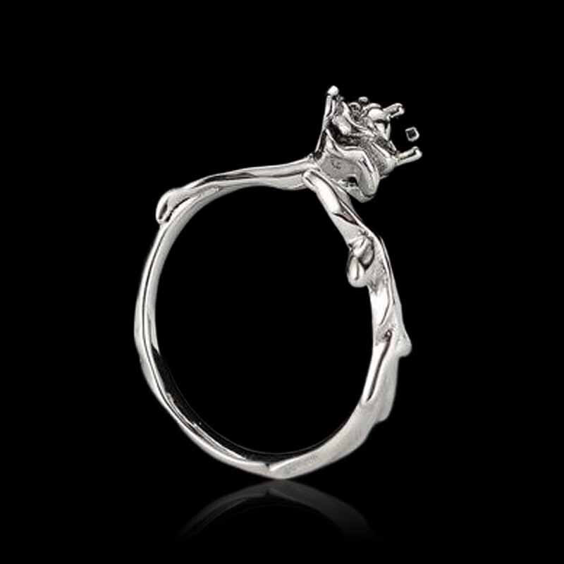 Simple Rose 925 Sterling Silver Open Ring 04 | RoyalLuster.com