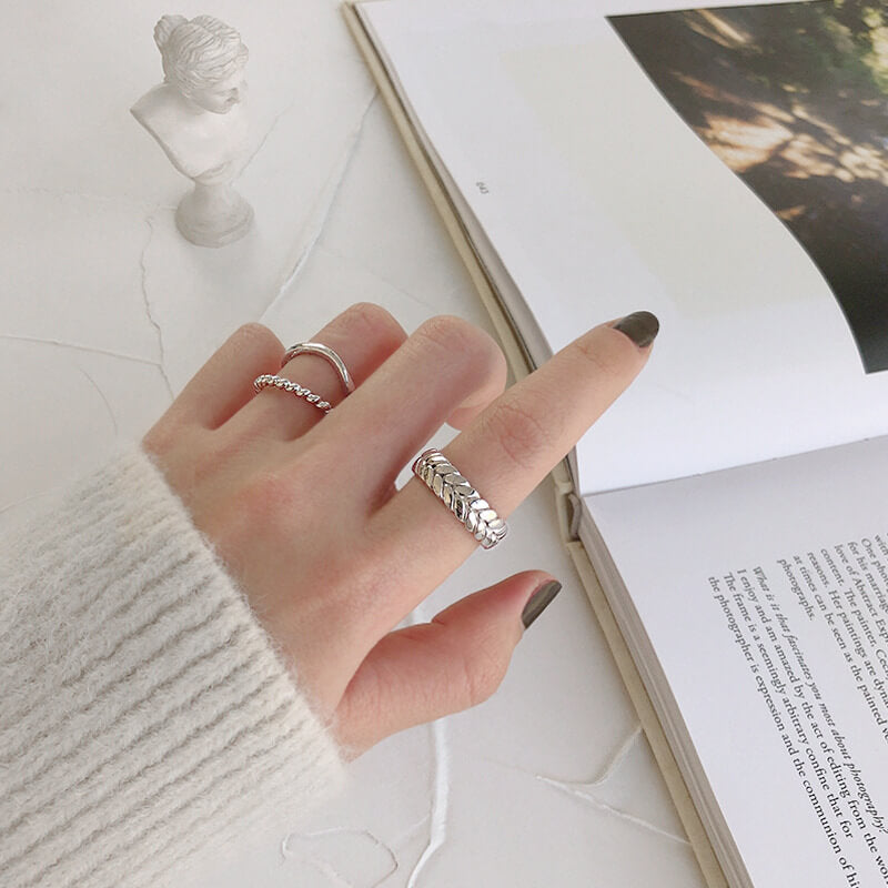 Simple Twist 925 Sterling Silver Open Ring 02 | RoyalLuster.com