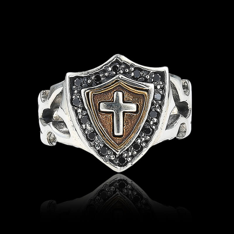 Vintage Cross Shield 925 Sterling Silver Ring – RoyalLuster